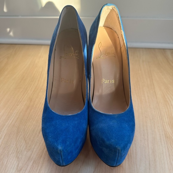 Bleu Suede Louboutin Platform Pumps - Picture 3 of 6